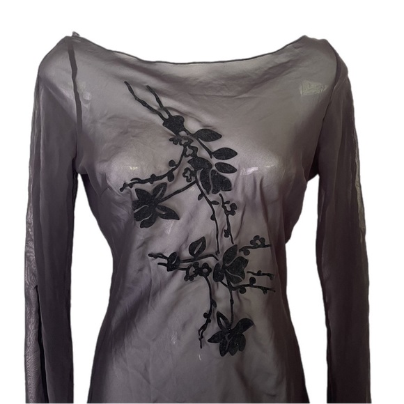 Vintage Witchy Dark Fairy Gothic Vamp Floaty Chiffon Top - XS - Picture 2 of 6